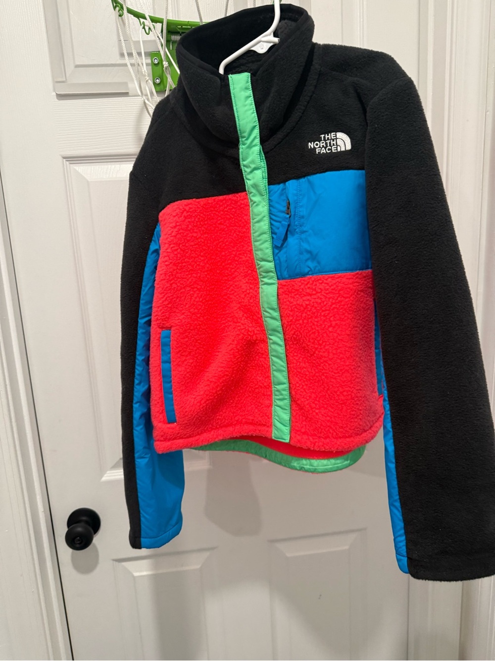 Kids The North Face Colorblock Fleece Jacket - Black, coral Red, Blue, Green